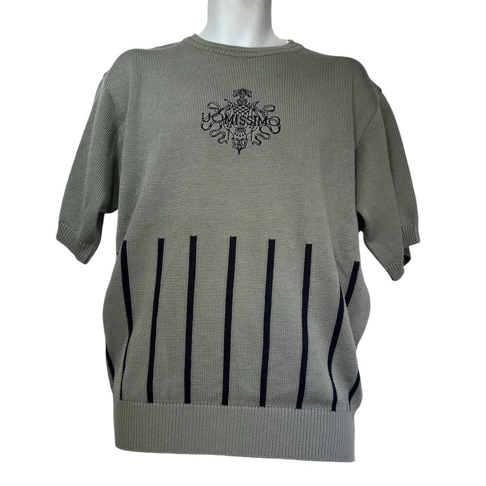 gran signore uomissimo gray embroidered short sleeve sweater size L